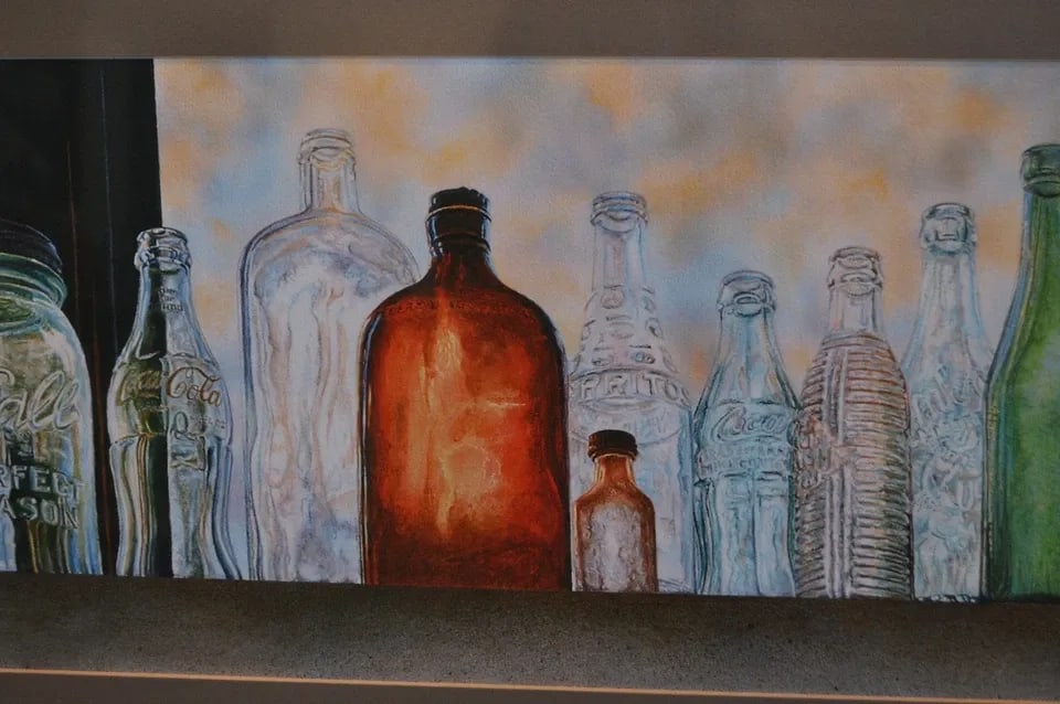 PENNY MCELHANEY - GICLEE PRINT OF WATERCOLOR BOTTLES IN WINDOW - SIGNED LMTD ED (1 of 2)