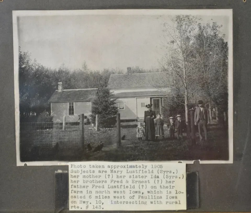2 HISTORICAL PHOTOGRAPHS - 1905 - NORTHWEST IOWA NEAR PAULINA - LUSTFIELD FARM (1 of 2)