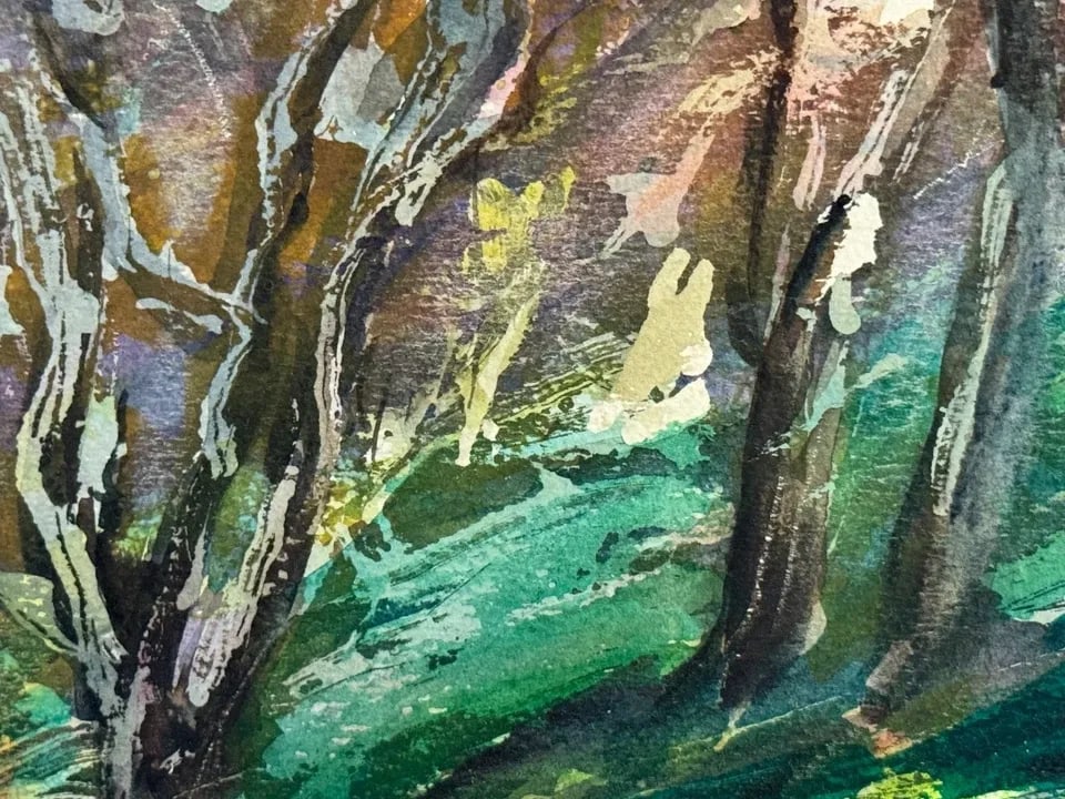 VINTAGE LANDSCAPE WATERCOLOR PAINTING SIGNED MILLER (1 of 2)