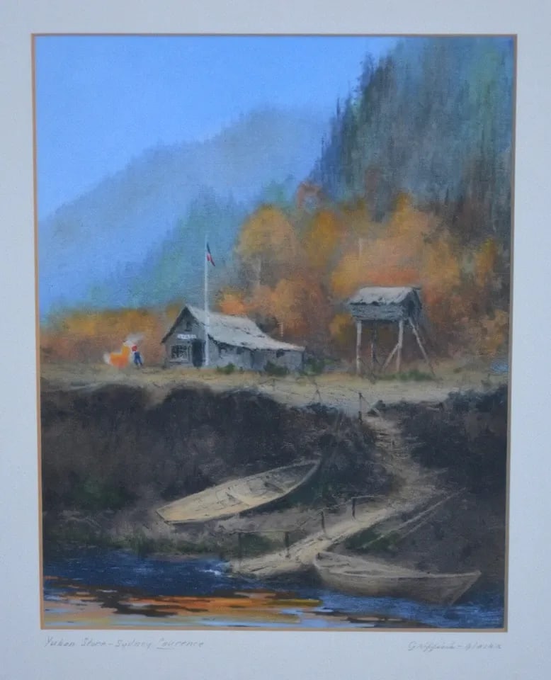 SYDNEY LAURENCE (1865-1940) - COLORED FRAMED PRINT - YUKON STORE, ALASKA: SYDNEY LAURENCE (1865-1940) - COLORED FRAMED PRINT - YUKON STORE, ALASKA This is a framed colored print of the "Yukon Store" painting done by Sydney Laurence (1865-1940). It has been nicely matted, fr