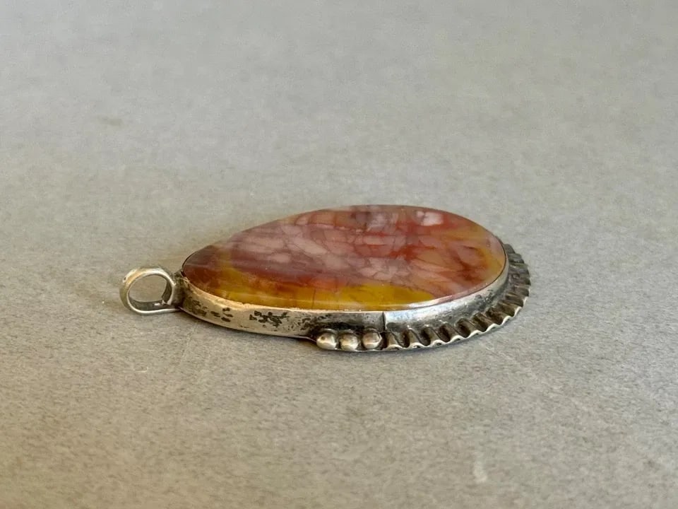 VINTAGE NAVAJO STERLING SILVER AND NOREENA JASPER PENDANT (1 of 2)