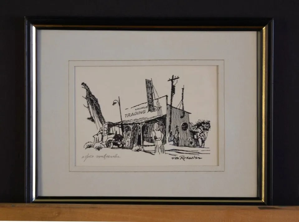 VINTAGE PRINT OF CHINLE TRADING POST - NAVAJO RESERVATION ARIZONA - VON ROESSLER: VINTAGE PRINT OF CHINLE TRADING POST - NAVAJO RESERVATION ARIZONA - VON ROESSLER Item Description: Pencil Numbered Lmtd Ed. Numbered 25 / 150 Title: Chinle Trading Post Arizona Artist 1950s-60s : Henr