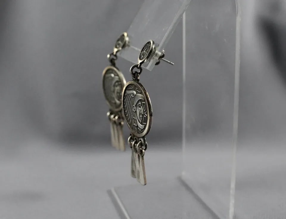OLD PAWN MEXICAN SILVER EARRINGS (1 of 2)