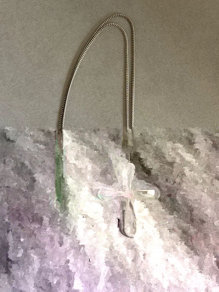 VINTAGE NAVAJO STERLING SILVER WITH TURQUOISE CROSS PENDANT ON STERLING CHAIN (1 of 2)