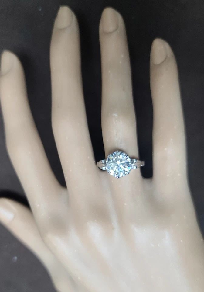 3.05CT. PLATINUM VINTAGE ENGAGEMENT RING NATURAL ROUND DIAMOND CIRC 1920'S GIA: 3.05CT. PLATINUM VINTAGE ENGAGEMENT RING NATURAL ROUND DIAMOND CIRC 1920'S GIA Gorgeous art deco filigree vintage Platinum Engagement ring circ 1920's GIA cert laboratory center natural round Diamond 