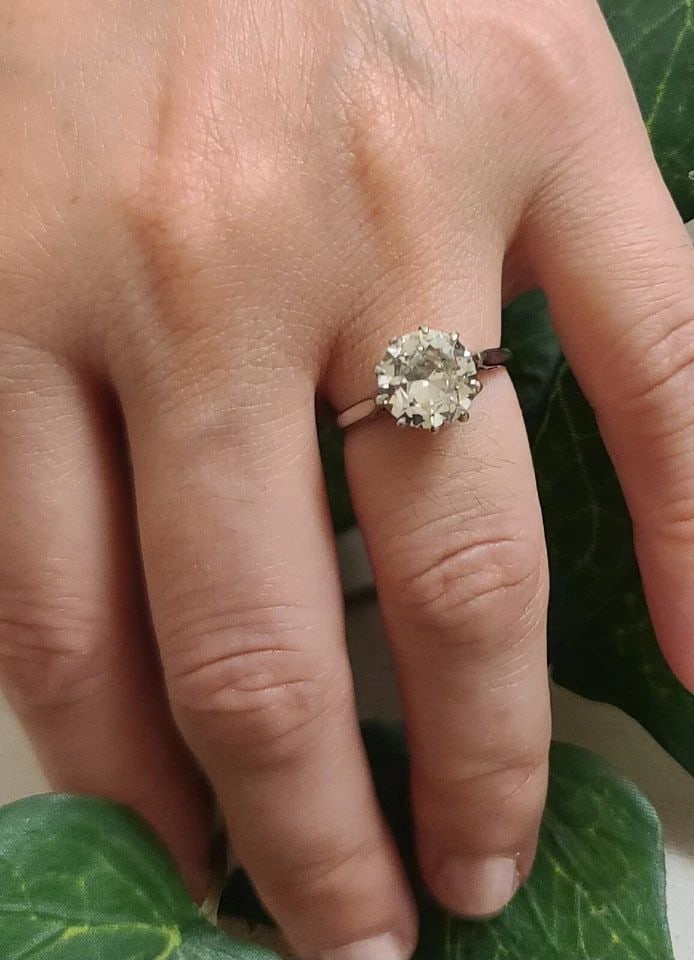 2.31CT. VINTAGE PLATINUM ENGAGEMENT RING NATURAL EURO CUT DIAMOND GIA CERT (1 of 2)