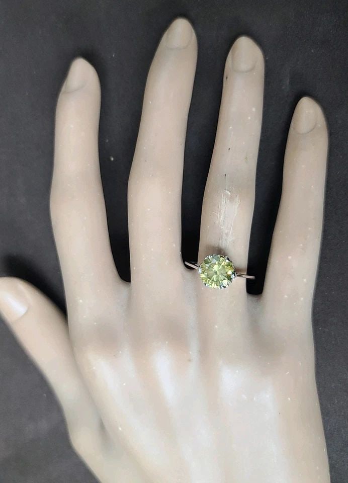 PLATINUM VINTAGE ENGAGEMENT RING 2.22CT.NATURAL DEEP YELLOW ROUND DIAMOND GIA (1 of 2)