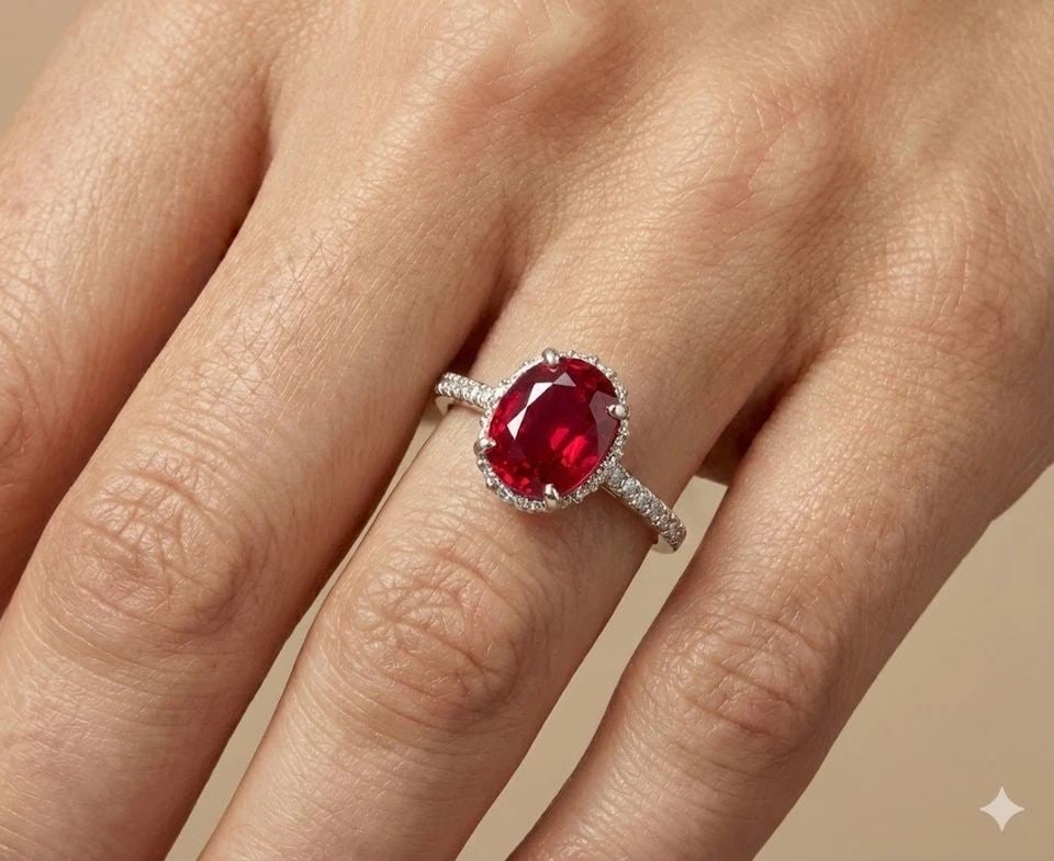 2.78CT. NATURAL BURMA RUBY OVAL SHAPE PLATINUM ENGAGEMENT RING GIA CERT: 2.78CT. NATURAL BURMA RUBY OVAL SHAPE PLATINUM ENGAGEMENT RING GIA CERT Gorgeous platinum engagement ring featuring a natural heated Burmese ruby in an elegant oval shape, weighing 2.78 carats and mea