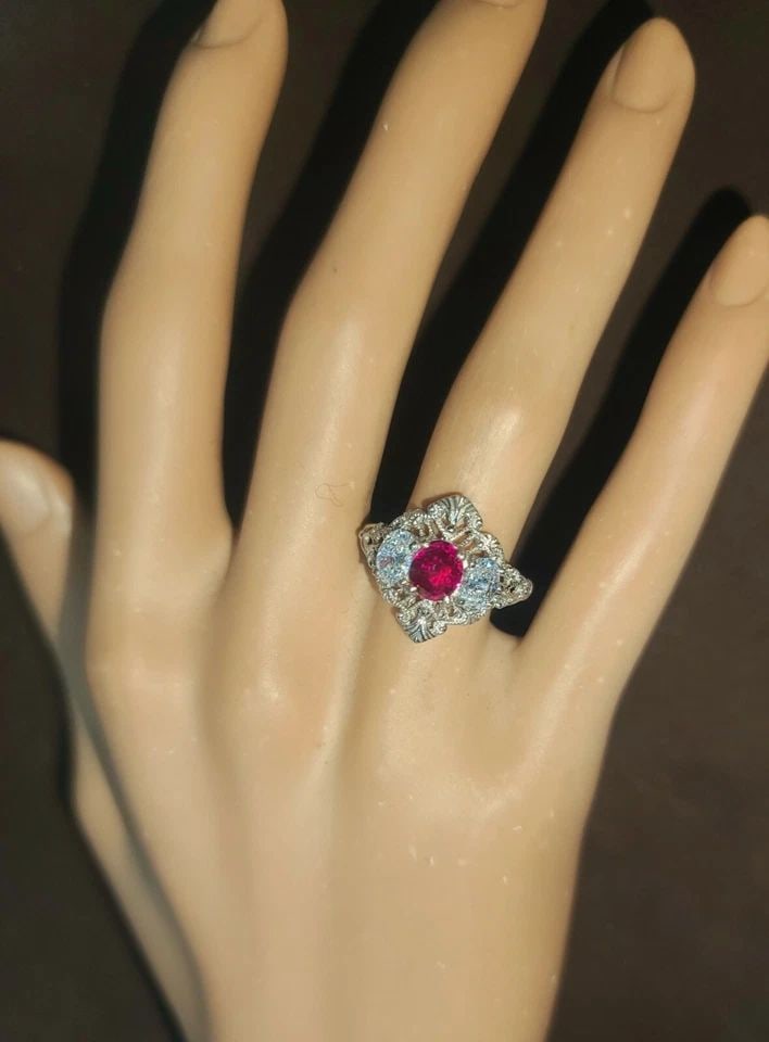 PLATINUM VINTAGE ART DECO NATURAL UNTREATED RUBY DIAMOND RING 1.52CT GIA CERT: PLATINUM VINTAGE ART DECO UNTREATED RUBY DIAMOND RING 1.52CT GIA CERT 1920'S Gorgeous Antique ART DECO natural oval gem ruby set PLATINUM ring circ 1920's center oval cut natural untreated unheated ru