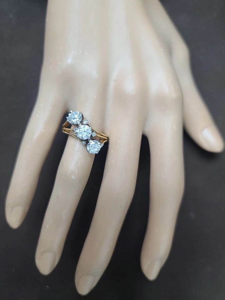 VINTAGE 14K 18K MULTI TONE GOLD ENGAGEMENT JABEL RING 2.12CT. EURO CUT DIAMOND (1 of 2)