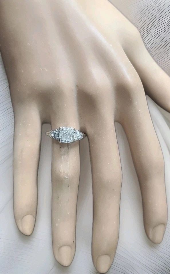 VINTAGE PLATINUM ENGAGEMENT RING 1.71CT.NATURAL CUSHION DIAMOND GIA CERT 1930'S: Vintage Platinum Engagement Ring 1.71ct.Natural Cushion Diamond GIA Cert 1930's A stunning vintage filigree engagement ring crafted in solid platinum, dating to the 1930s—an era known for its intric
