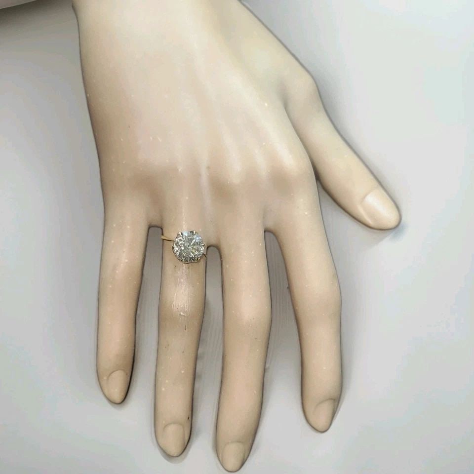 14K YELLOW GOLD VINTAGE ENGAGEMENT RING 3.01CT. NATURAL ROUND CHAMPAGNE DIAMOND (1 of 2)