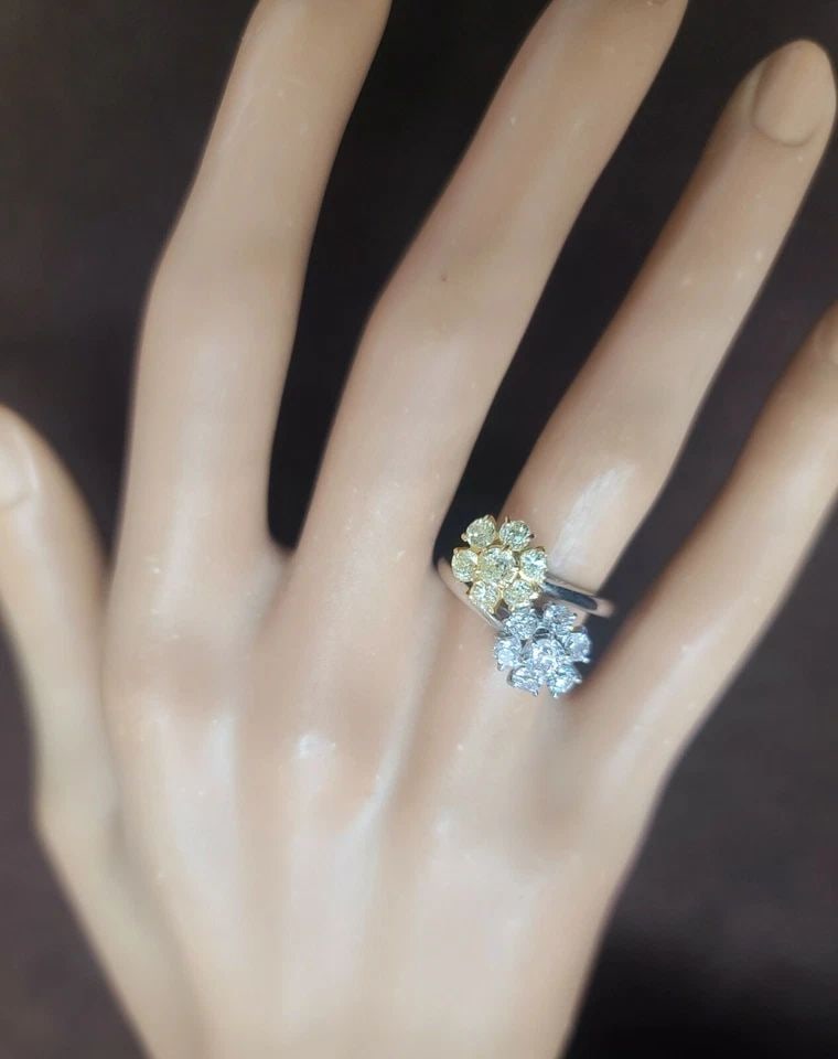 PLATINUM 18K YELLOW GOLD VINTAGE RING 2.45CT. OLD MINE CUT NATURAL DIAMOND: PLATINUM 18K YELLOW GOLD VINTAGE RING 2.45CT. OLD MINE CUT NATURAL DIAMOND Vintage Round old mine Cut Diamond PLatinum 18k yellow gold ring circ 1930's Set seven natural old mine cut white diamond wei