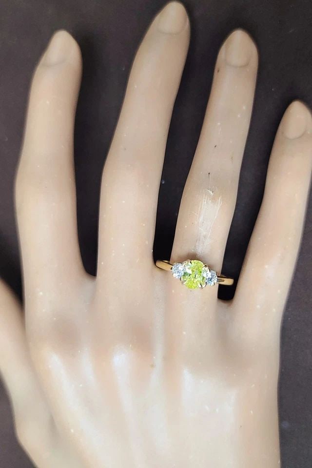 14K YELLOW GOLD RING 1.01CT.NATURAL FANCY INTENSE YELLOW DIAMOND OVAL GIA CERT (1 of 2)