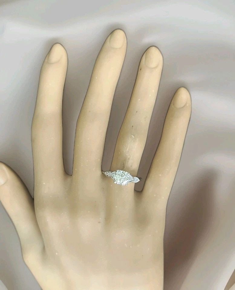 VINTAGE PLATINUM ENGAGEMENT RING 1.02CT.NATURAL ROUND CUT DIAMOND CIRC 1930'S (1 of 2)