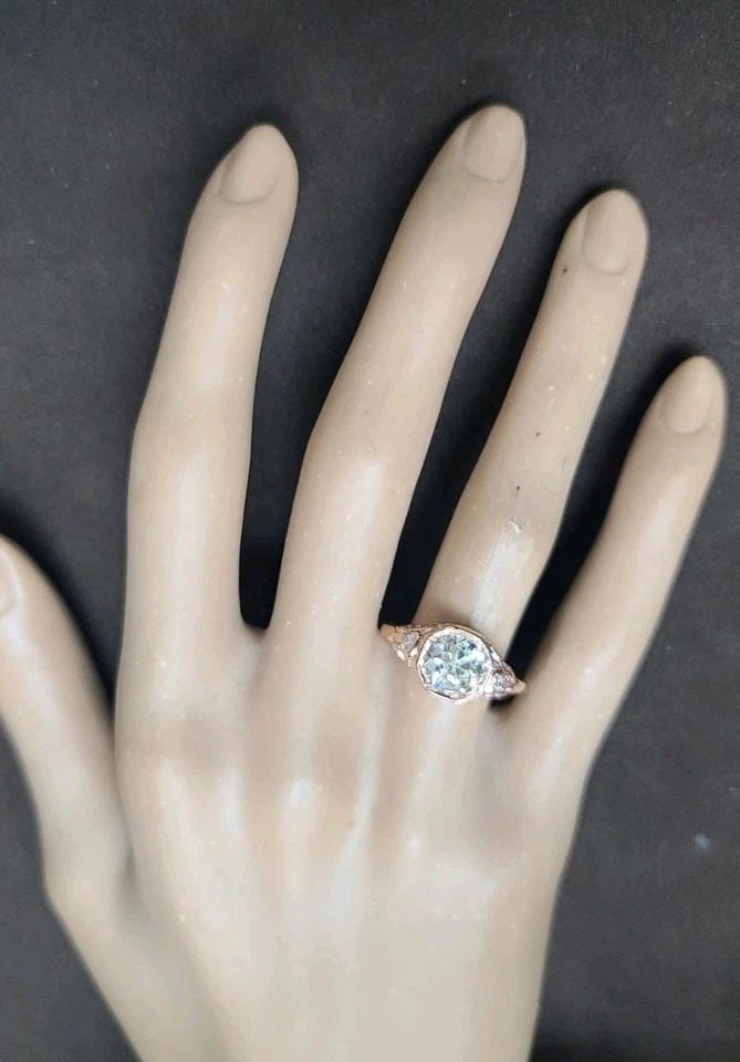 14K ROSE GOLD VINTAGE FILIGREE ENGAGEMENT RING 1.48CT.NATURAL ROUND CUT DIAMOND: 14K ROSE GOLD VINTAGE FILIGREE ENGAGEMENT RING 1.48CT.NATURAL ROUND CUT DIAMOND Gorgeous 14k rose gold Vintage Art Deco filigree Engagement Natural round diamond ring, circ 1930's center natural round