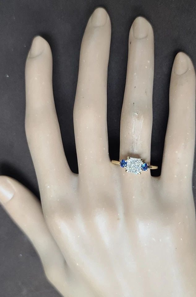 VINTAGE 14K YELLOW GOLD ENGAGEMENT RING 1.41CT.NATURAL RADIANT CUT DIAMOND: VINTAGE 14K YELLOW GOLD ENGAGEMENT RING 1.41CT.NATURAL RADIANT CUT DIAMOND This Vintage 14K Yellow Gold Engagement ring features a stunning 1.41ct Natural Radiant Cut Diamond as the main stone, size 6