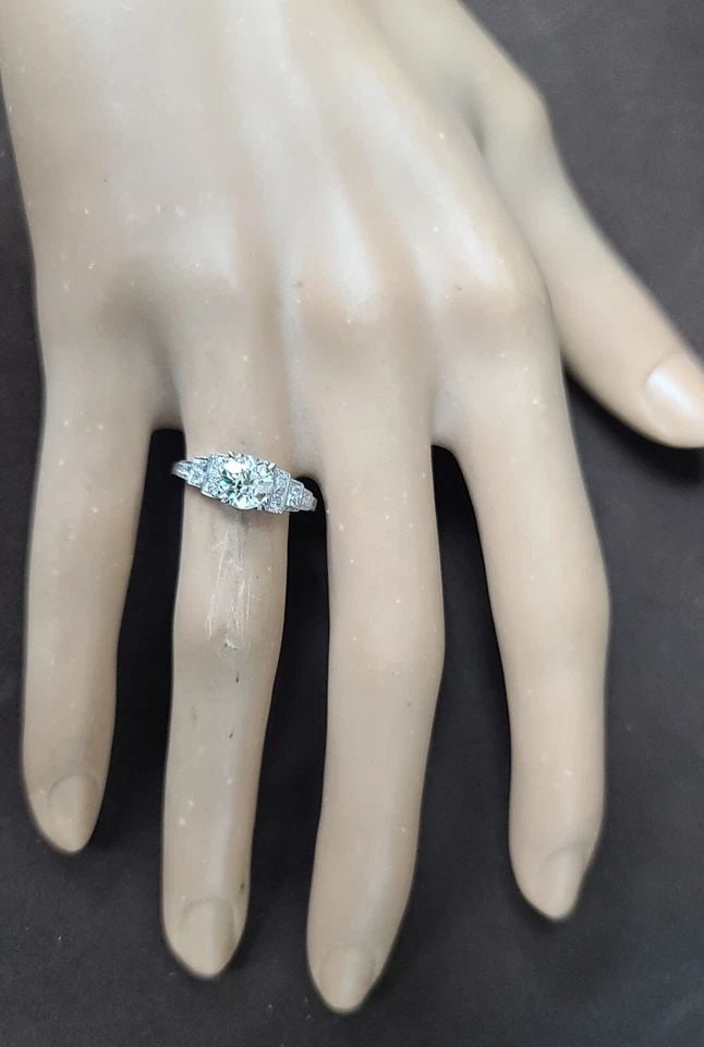 PLATINUM VINTAGE ENGAGEMENT RING 0.99CT.NATURAL OLD EURO ROUND DIAMOND GIA CERT: PLATINUM VINTAGE ENGAGEMENT RING 0.99CT.NATURAL OLD EURO ROUND DIAMOND GIA CERT This stunning antique engagement ring from the Art Deco era is the perfect choice for those looking for a unique and tim