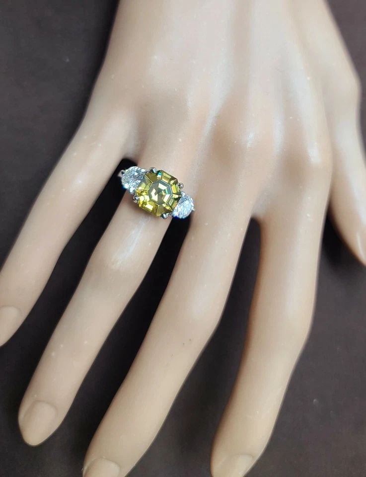 VINTAGE 14K WHITE GOLD ENGAGEMENT RING 5.83CT.NATURAL CHAMPAGNE TOURMALINE (1 of 2)