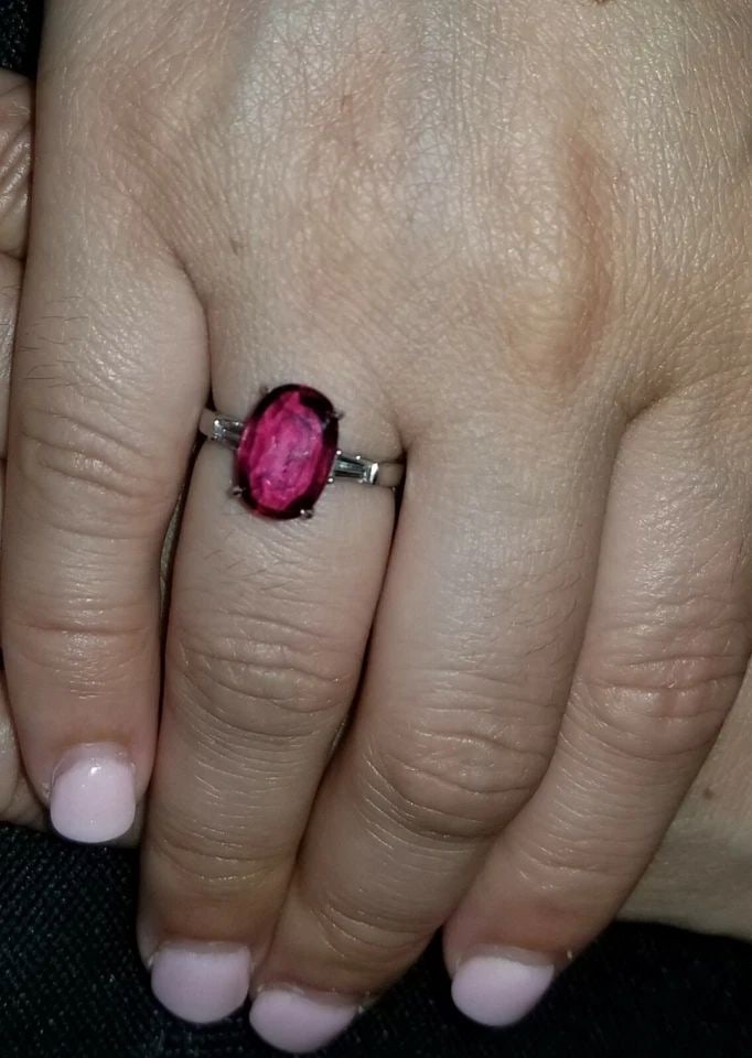 VINTAGE PLATINUM ENGAGEMENT RING 3.35CT. NATURAL OVAL RUBY GIA CERT: VINTAGE PLATINUM ENGAGEMENT RING 3.35CT. NATURAL OVAL RUBY GIA CERT Gorgeous vintage platinum engagement ring set with magnificent natural ruby center natural oval shape ruby heated weight 3.35carat G