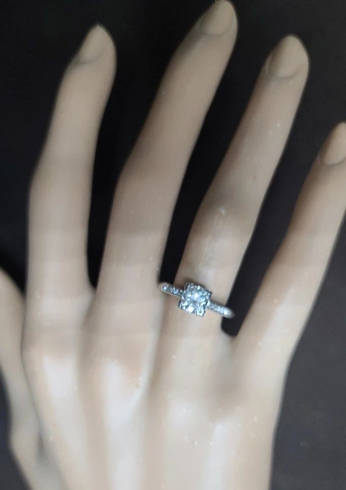 VINTAGE PLATINUM ENGAGEMENT RING 0.90CT.NATURAL OLD EURO ROUND CUT DIAMOND 1930' (1 of 2)
