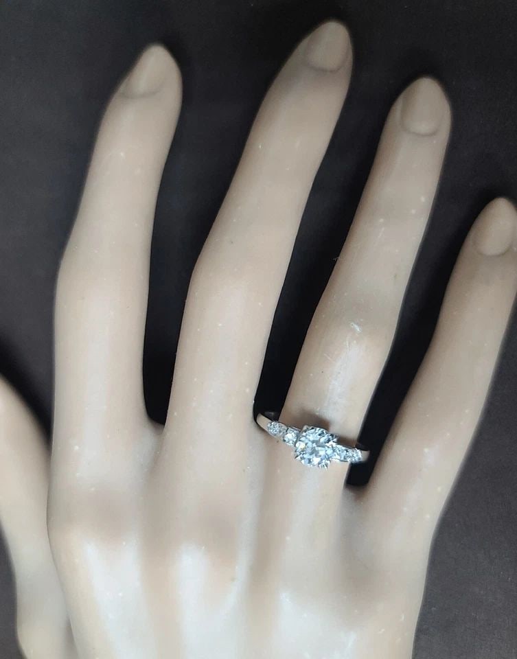 PLATINUM VINTAGE ENGAGEMENT RING 0.75CT. NATURAL OLD EURO CUT DIAMOND CIRC 1930S (1 of 2)