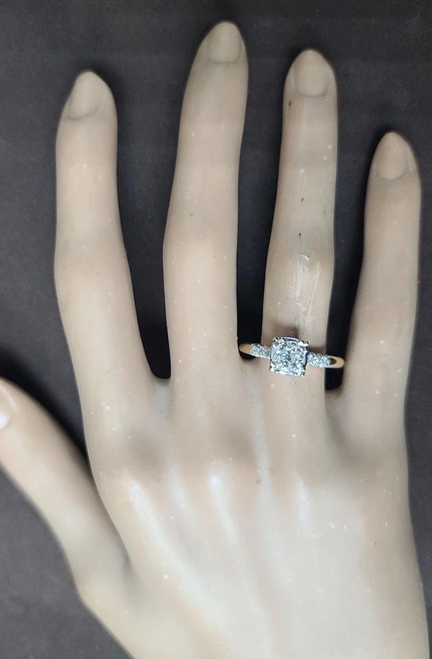 VINTAGE 14K TWO-TONE GOLD ENGAGEMENT RING 0.70CT. NATURAL OLD EURO CUT DIAMOND: VINTAGE 14K TWO-TONE GOLD ENGAGEMENT RING 0.70CT. NATURAL OLD EURO CUT DIAMOND This vintage 14k two-tone gold engagement ring is a true antique, from the Art Deco era of 1915-1935. It features a beaut