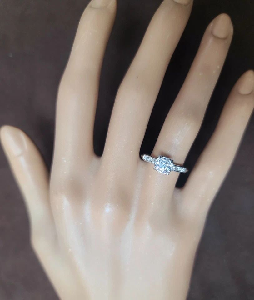 PLATINUM VINTAGE ENGAGEMENT RING 0.72CT. NATURAL ROUND DIAMOND CIRC 1930'S (1 of 2)