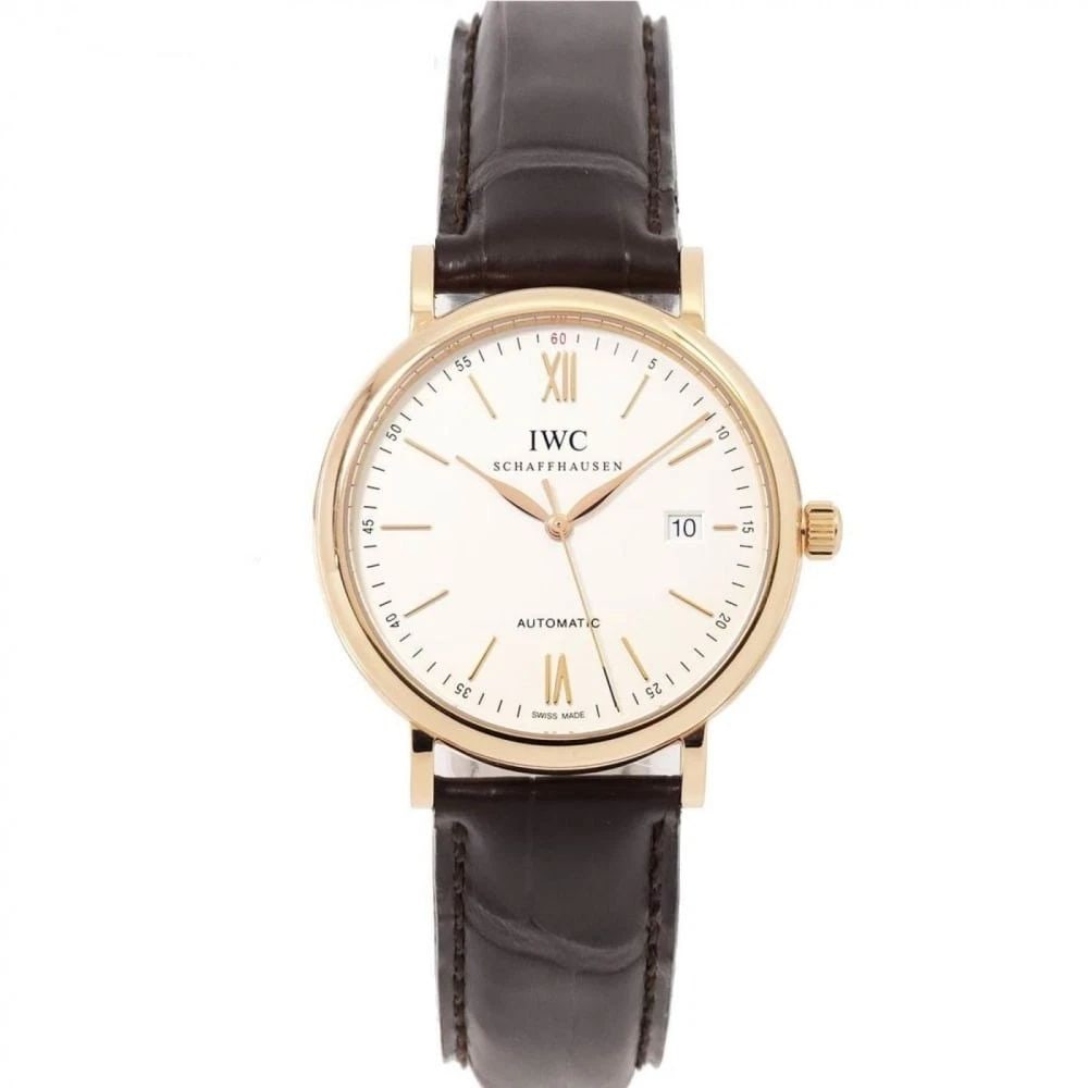 NEW IWC PORTOFINO AUTOMATIC SILVER DIAL PINK GOLD 40MM MENS WATCH IW356504: NEW IWC PORTOFINO AUTOMATIC SILVER DIAL PINK GOLD 40MM MENS WATCH Manufacturer IWC Category Portofino Subcategory Automatic Reference Number IW356504 Band Color Dark Brown Band Type Alligator Strap Be