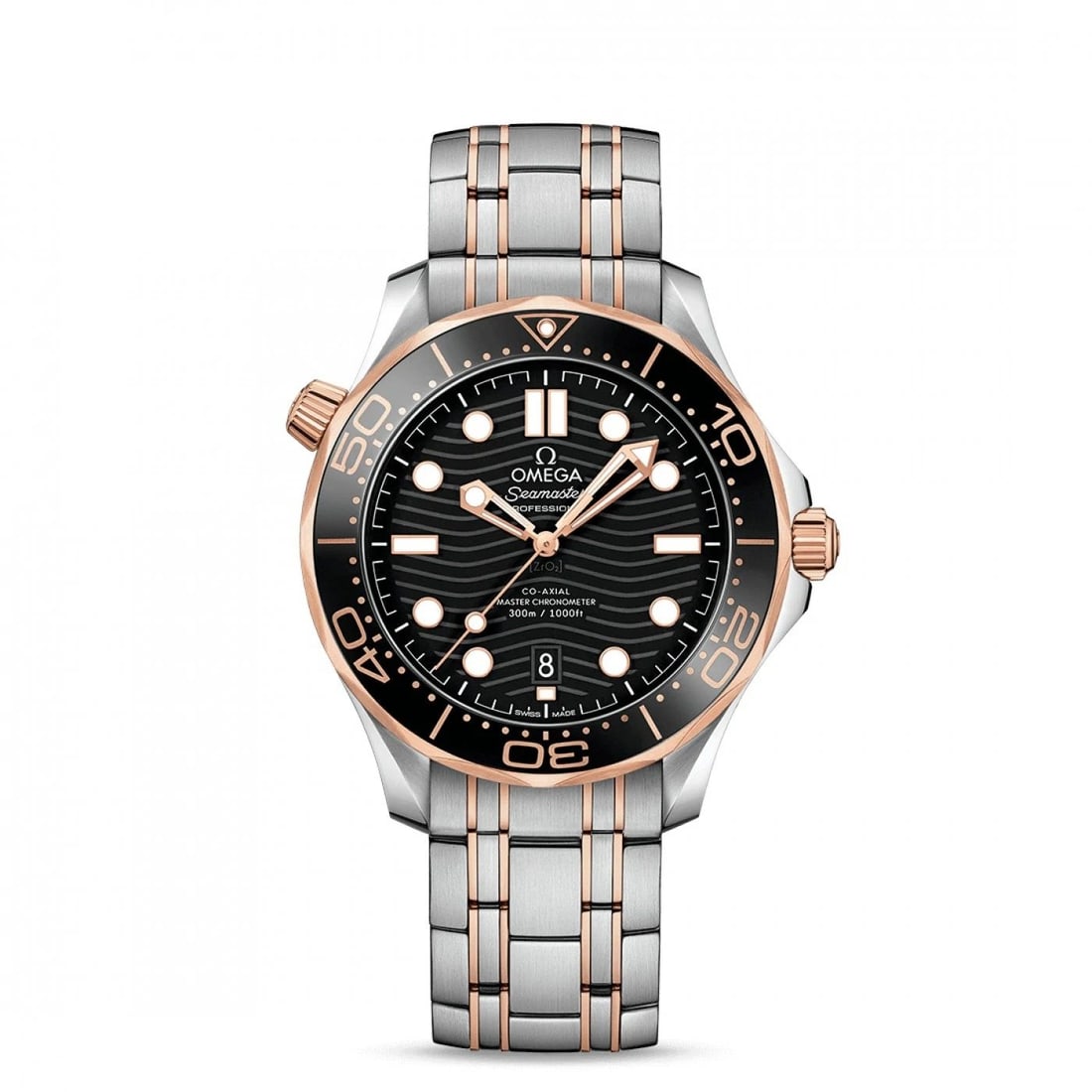 OMEGA SEAMASTER DIVER 300M 42 MM STEEL GOLD CO AXIAL WATCH 210.20.42.20.01.001: OMEGA SEAMASTER DIVER 300M 42 MM STEEL GOLD CO AXIAL WATCH Manufacturer Omega Category Seamaster Subcategory Diver 300M Reference Number 210.20.42.20.01.001 Band Type 18k Rose Gold and Stainless Steel