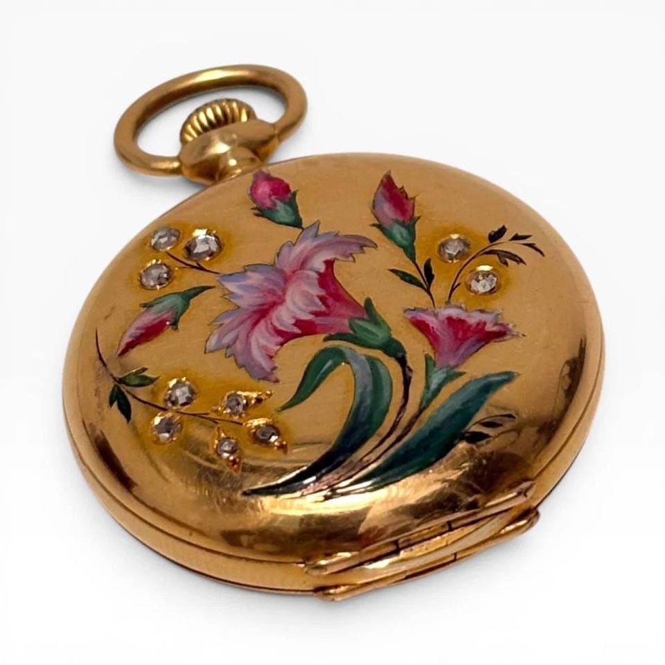 W/BOX PATEK PHILIPPE POCKET WATCH 32MM FACTORY PAINTED 18K YELLOW GOLD YEAR 1897: W/BOX PATEK PHILIPPE POCKET WATCH 32MM FACTORY PAINTED 18K YELLOW GOLD YEAR 1897 Manufacturer Pocket Watches Category PATEK PHILIPPE CIE GENEVE Box Yes Case No. 222341 Cuvette 18K Yellow Gold Dial Col