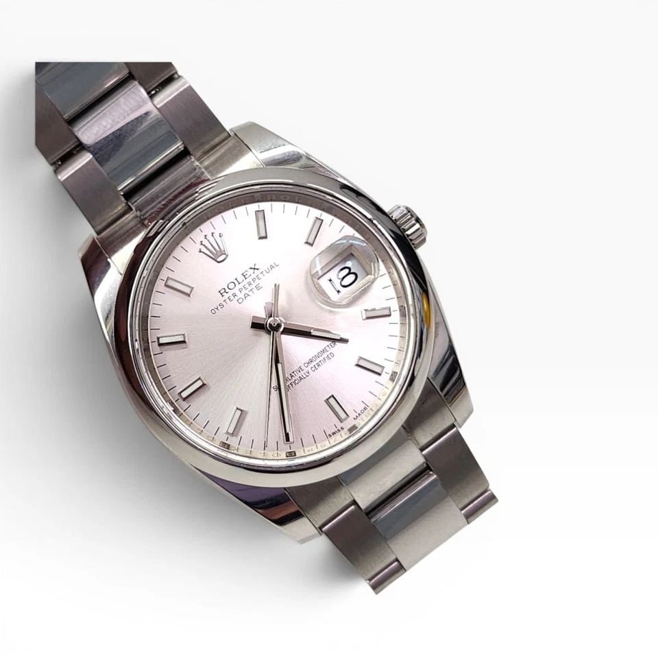 ROLEX DATE 34 MM STEEL REHAUT SILVER DIAL OYSTER AUTOMATIC WATCH 115200: ROLEX DATE 34 MM STEEL REHAUT SILVER DIAL OYSTER AUTOMATIC WATCH 115200 Manufacturer Rolex Category Mens Date 34mm Subcategory Sapphire Crystal Quick Set Reference Number 115200 Additional Keywords re