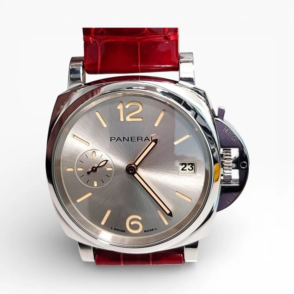 W/BOX PANERAI LUMINOR DUE 38MM STEEL IVORY DIAL LEATHER AUTOMATIC WATCH PAM01552: W/BOX PANERAI LUMINOR DUE 38MM STEEL IVORY DIAL LEATHER AUTOMATIC WATCH Manufacturer Panerai Category Luminor Subcategory DUE Reference Number PAM01248 Additional Keywords DUE Band Leather Band Type A