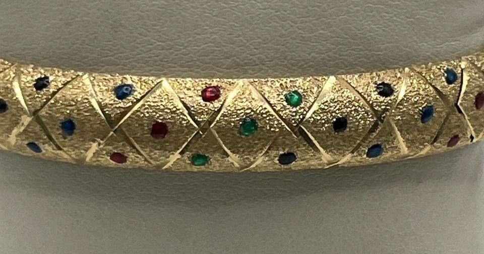 14KT YELLOW GOLD BANGLE WITH MULTI-COLORED ENAMEL 14.0 GRAMS (1 of 1)