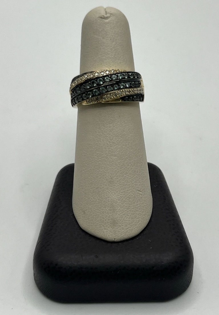 14KT YELLOW GOLD WITH WHITE & GREEN DIAMONDS SIZE 7 RING (1 of 2)