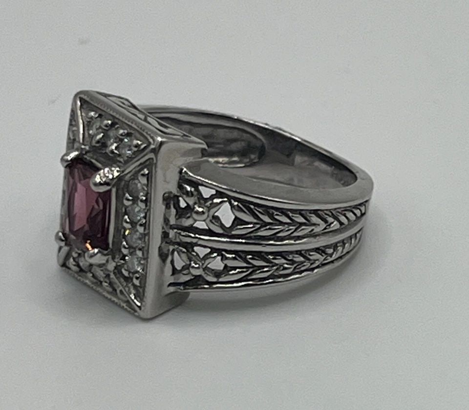 14K WHITE GOLD & TOURMALINE RING SIZE 6 (1 of 1)