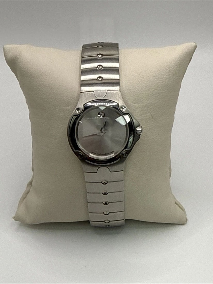 LADIES MOVADO MUSEUM SPORTS EDITION WATCH The Ladies Movado Museum Sports Edition Watch is a sleek: The Ladies Movado Museum Sports Edition Watch is a sleek and stylish wristwatch designed for women. Made with stainless steel, this silver dial watch is both durable and elegant. With its sporty style