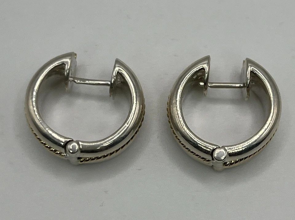 STERLING SILVER AND 18K YELLOW GOLD SMALL HOOPS - 2