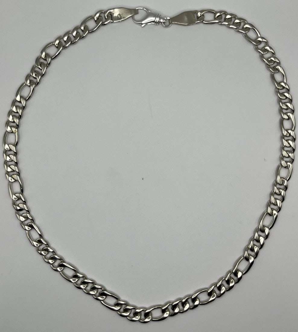 24" STERLING SILVER FIGARO NECKLACE 80.2 GRAMS (1 of 2)