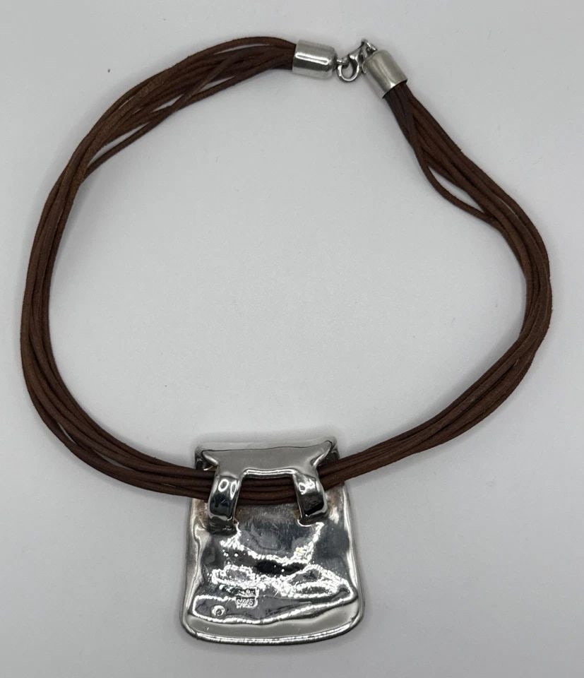 BAT-AMI MODERNIST ISRAEL ELECTROFORM 925 STERLING SILVER NECKLACE 16" (1 of 1)