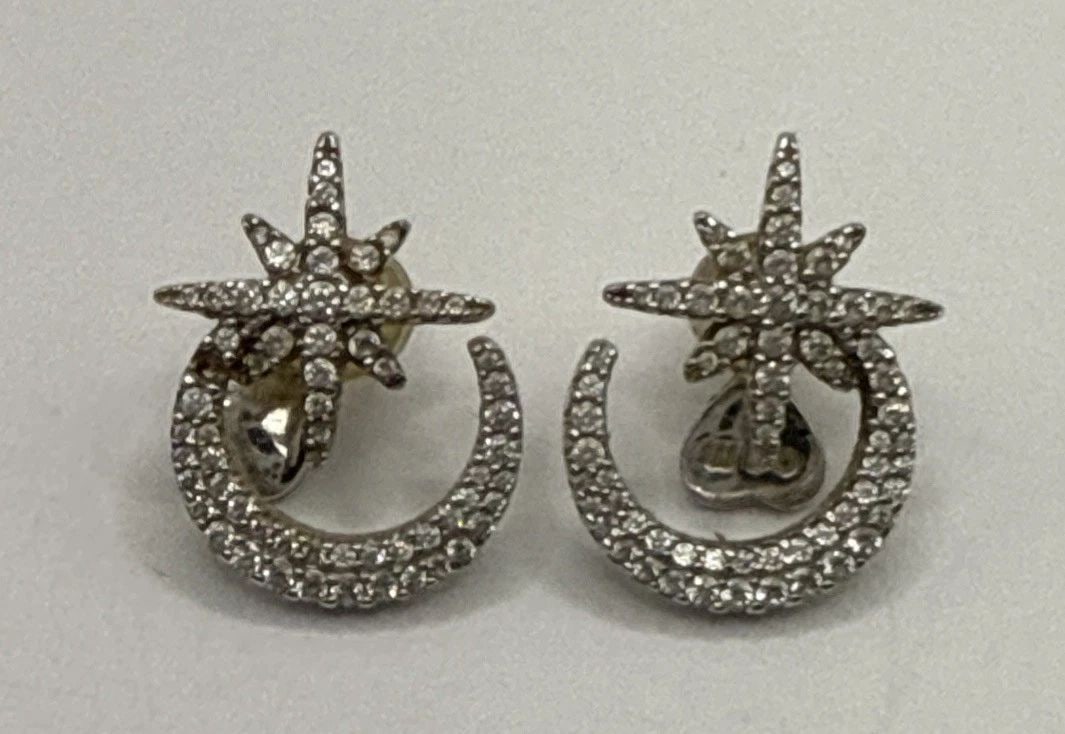 APM MONACO METEORITE & MOON CRYSTAL STUD STERLING SILVER EARRINGS (1 of 2)
