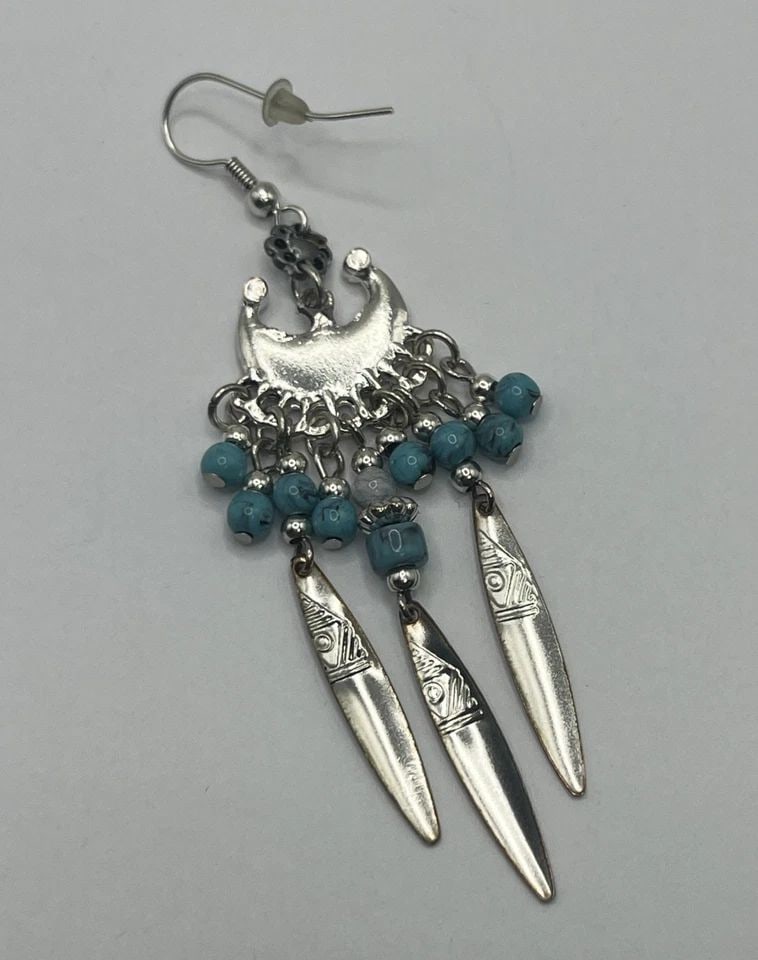 STERLING SILVER & TURQUOISE DANGLE EARRINGS (1 of 1)