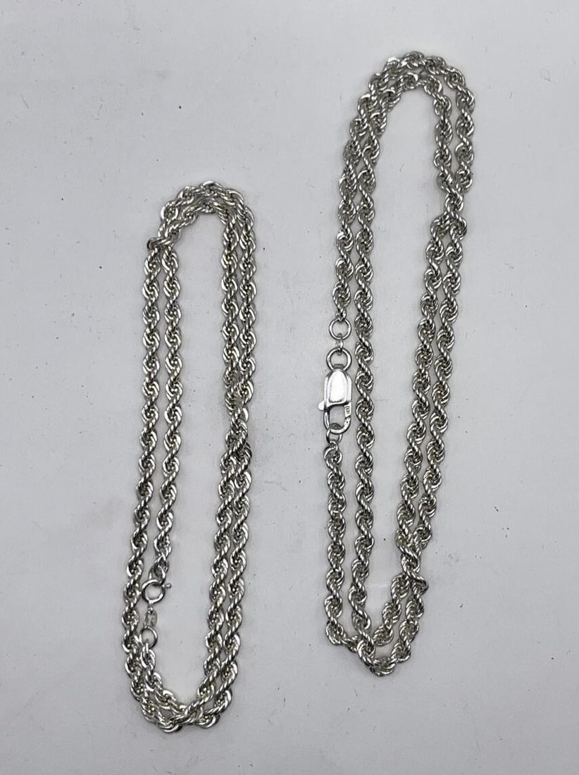 STERLING SILVER ROPE CHAIN 22" (1 of 2)