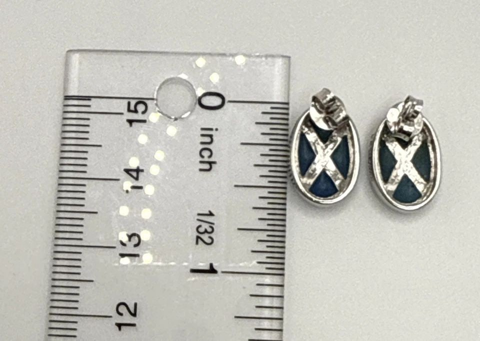 STERLING SILVER & AUTRALIAN BLUE OPAL STUD EARRINGS (1 of 1)