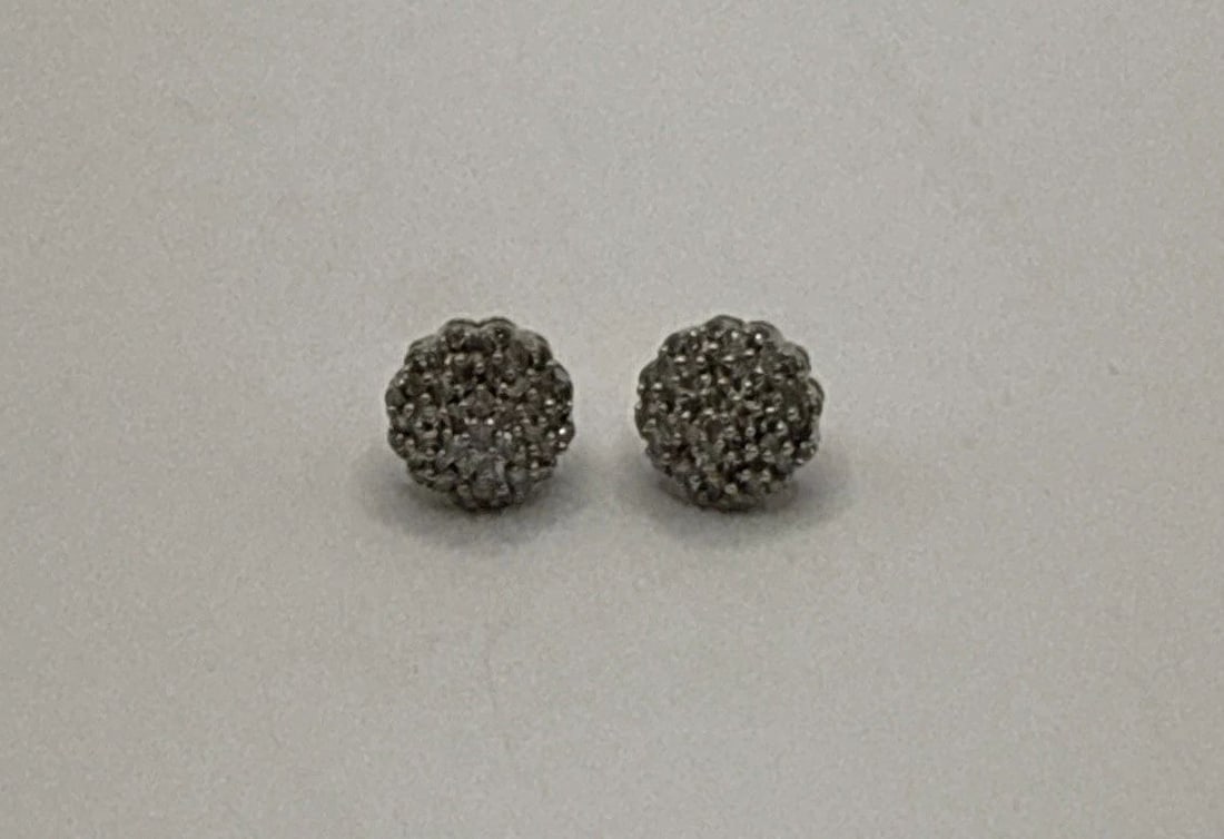 STERLING SILVER WITH COLORLESS STONES CLUSTER STUD EARRINGS (1 of 2)