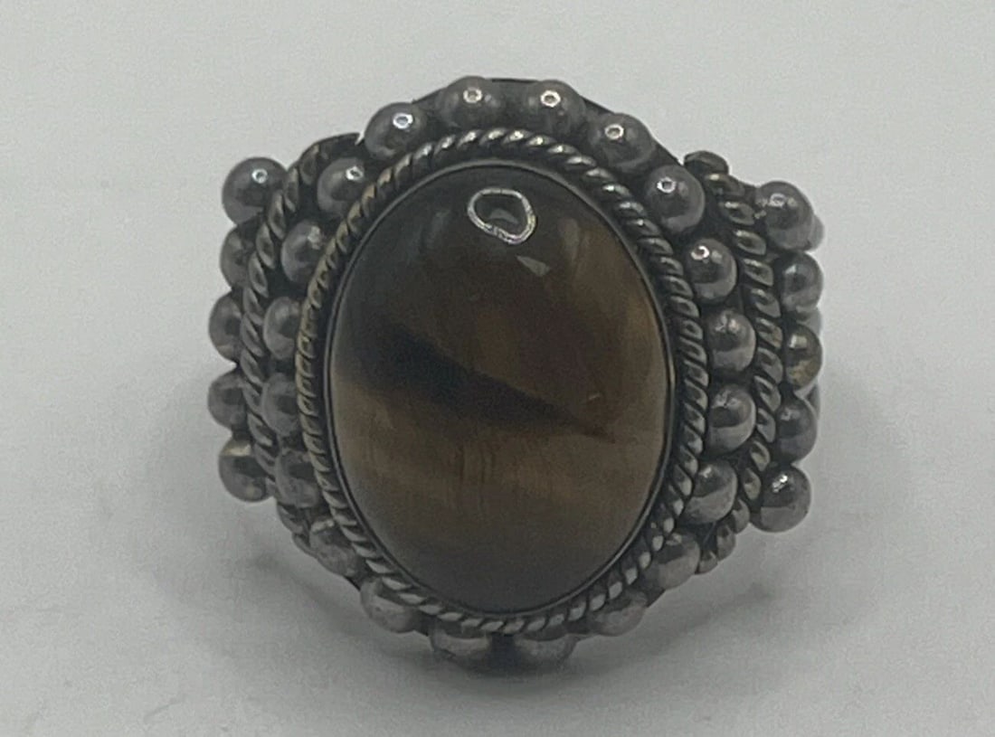 SURATI STERLING SILVER & TIGERS EYE RING SIZE 9.75 (1 of 2)