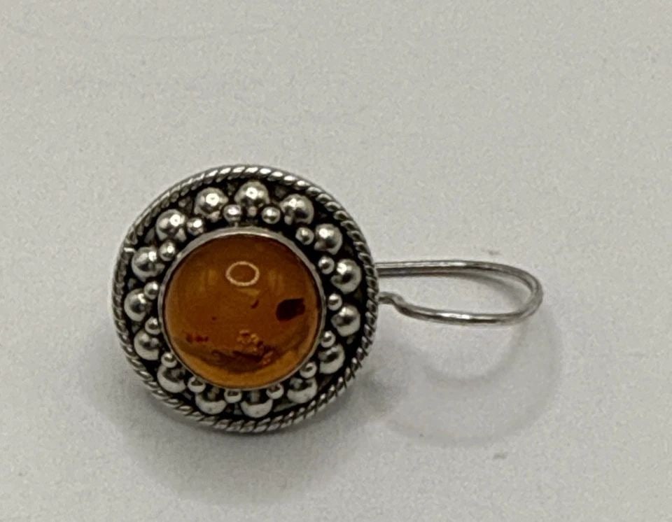 STERLING SILVER & AMBER HANGING EARRINGS (1 of 1)