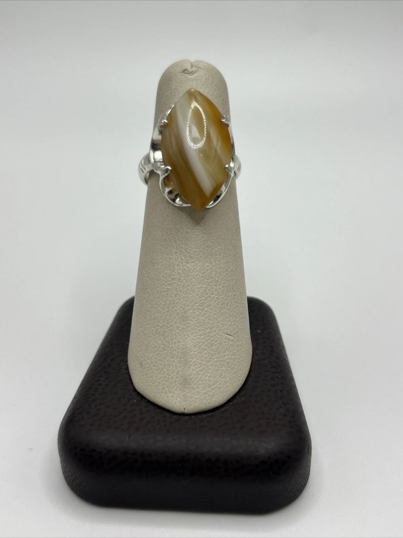AGATE STERLING SILVER RING SIZE 6.5 (1 of 2)