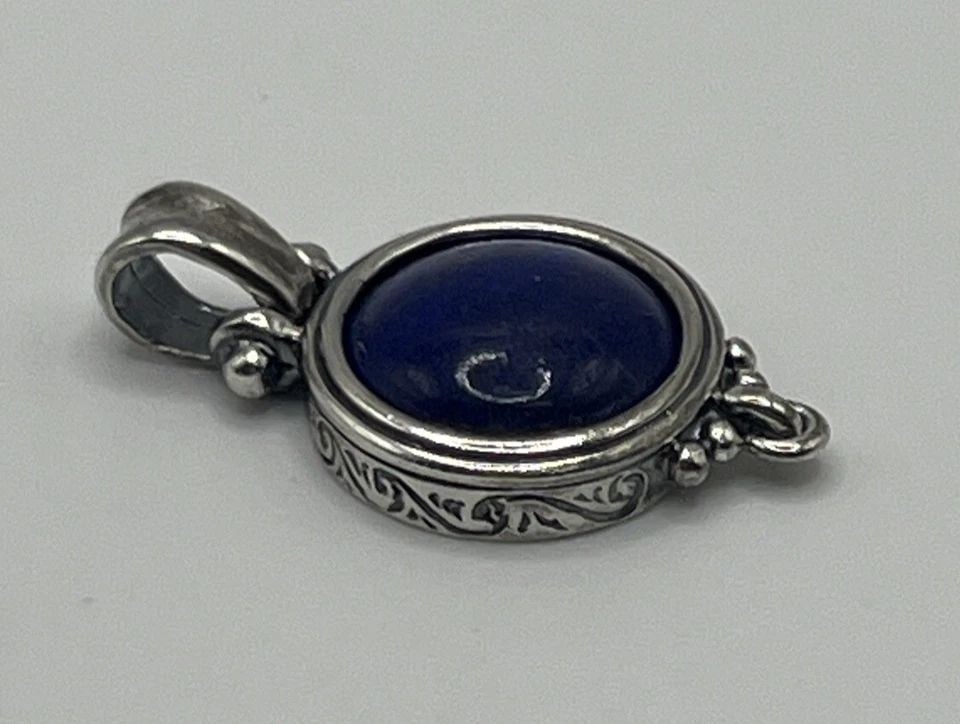 STERLING SILVER & DEEP BLUE COLORED STONE PENDANT (1 of 1)