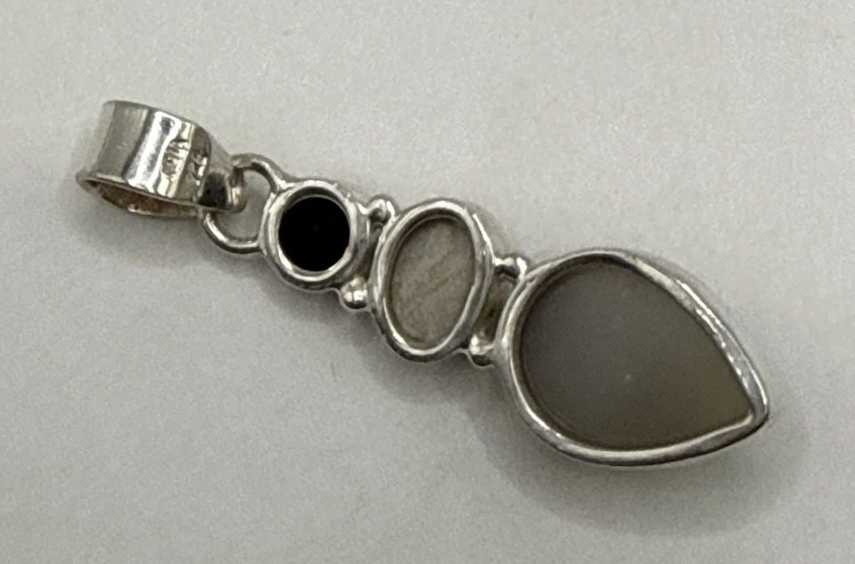 STERLING SILVER PENDANT WITH THREE TIERED STONES (1 of 1)
